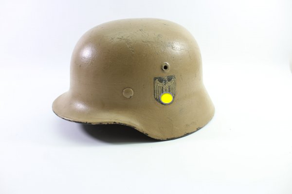 Ww2 Wehrmacht DAK Afrika Stahlhelm M40 with 1 Afrikakorps emblem - camouflage paint
